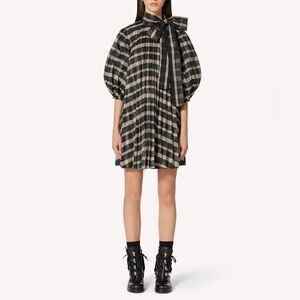 RED Valentino Luminescent Tartan Pleated Plaid Dress